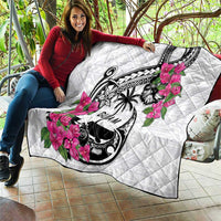 Guam Chamorro Quilt Bougainvillea White Polynesian Tribal Pattern