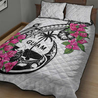 Guam Chamorro Quilt Bed Set Bougainvillea White Polynesian Tribal Pattern