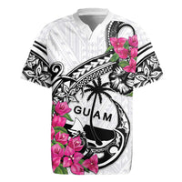 Guam Chamorro Rugby Jersey Bougainvillea White Polynesian Tribal Pattern