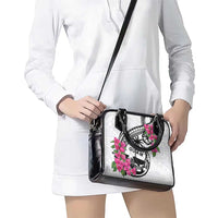 Guam Chamorro Shoulder Handbag Bougainvillea White Polynesian Tribal Pattern