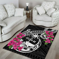 Guam Chamorro Area Rug Bougainvillea Black Polynesian Tribal Pattern