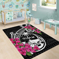Guam Chamorro Area Rug Bougainvillea Black Polynesian Tribal Pattern