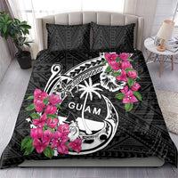 Guam Chamorro Bedding Set Bougainvillea Black Polynesian Tribal Pattern