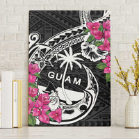 Guam Chamorro Canvas Wall Art Bougainvillea Black Polynesian Tribal Pattern