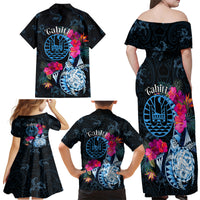 Tahiti Ia Orana Family Matching Off Shoulder Maxi Dress and Hawaiian Shirt Polynesian Turtle With Coat Of Arms LT05 - Polynesian Pride
