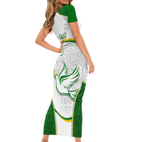 Custom Tailevu Rugby Short Sleeve Bodycon Dress Fiji Tapa Pattern LT05 - Polynesian Pride