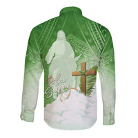 Happy Palm Sunday Long Sleeve Button Shirt With Polynesian Pattern LT05 - Polynesian Pride