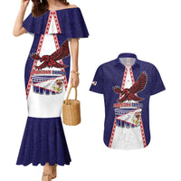 Personalised American Samoa Flag Day Couples Matching Mermaid Dress and Hawaiian Shirt Flag Style