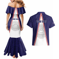 Personalised American Samoa Flag Day Couples Matching Mermaid Dress and Hawaiian Shirt Flag Style
