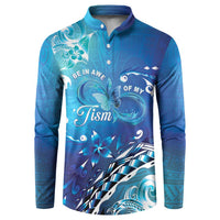 Polynesia Autism Awareness Button Sweatshirt Be In Awe Of My 'Tism