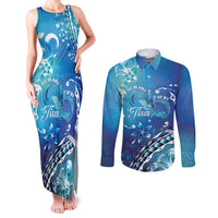 Polynesia Autism Awareness Couples Matching Tank Maxi Dress and Long Sleeve Button Shirt Be In Awe Of My 'Tism