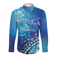 Polynesia Autism Awareness Long Sleeve Button Shirt Be In Awe Of My 'Tism
