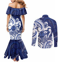 Guam Chief Kepuha Couples Matching Mermaid Dress and Long Sleeve Button Shirt Chamorro Pride