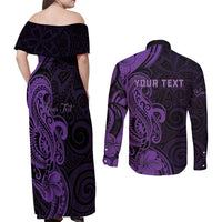 Personalised Lupus Warrior Couples Matching Off Shoulder Maxi Dress and Long Sleeve Button Shirt Never Give Up Polynesian Style