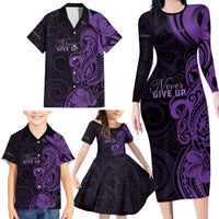 Personalised Lupus Warrior Family Matching Long Sleeve Bodycon Dress and Hawaiian Shirt Never Give Up Polynesian Style