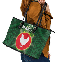 American Samoa Manu'a Cession Day Leather Tote Bag With Polynesian Pattern LT05 - Polynesian Pride