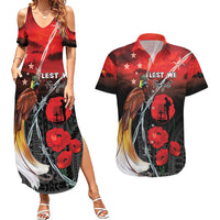 Papua New Guinea Remembrance Day Couples Matching Summer Maxi Dress and Hawaiian Shirt Lest We Forget