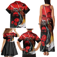 Papua New Guinea Remembrance Day Family Matching Tank Maxi Dress and Hawaiian Shirt Lest We Forget