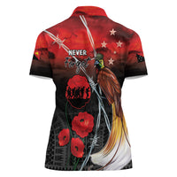 Papua New Guinea Remembrance Day Women Polo Shirt Lest We Forget LT05 - Polynesian Pride