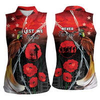 Papua New Guinea Remembrance Day Women Sleeveless Polo Shirt Lest We Forget