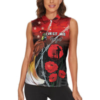 Papua New Guinea Remembrance Day Women Sleeveless Polo Shirt Lest We Forget