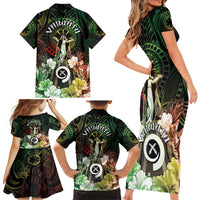 Vanuatu Happy Assumption Day Family Matching Short Sleeve Bodycon Dress and Hawaiian Shirt