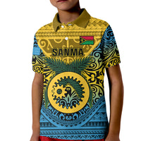 Vanuatu Sanma Province Kid Polo Shirt Coat Of Arms And Namele Fern Polynesian Pattern LT05 Kid Yellow - Polynesian Pride