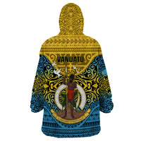 Vanuatu Sanma Province Wearable Blanket Hoodie Coat Of Arms And Namele Fern Polynesian Pattern LT05 - Polynesian Pride