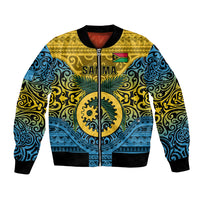Personalized Vanuatu Sanma Province Bomber Jacket Coat Of Arms And Namele Fern Polynesian Pattern LT05 Unisex Yellow - Polynesian Pride