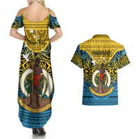 Personalized Vanuatu Sanma Province Couples Matching Summer Maxi Dress and Hawaiian Shirt Coat Of Arms And Namele Fern Polynesian Pattern LT05 - Polynesian Pride
