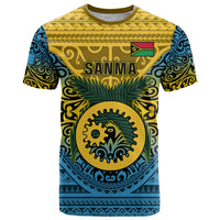 Personalized Vanuatu Sanma Province T Shirt Coat Of Arms And Namele Fern Polynesian Pattern LT05 Yellow - Polynesian Pride