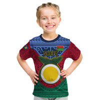 Vanuatu Shefa Province Kid T Shirt Coat Of Arms And Namele Fern Polynesian Pattern LT05 Red - Polynesian Pride