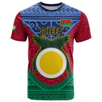 Vanuatu Shefa Province T Shirt Coat Of Arms And Namele Fern Polynesian Pattern LT05 Red - Polynesian Pride