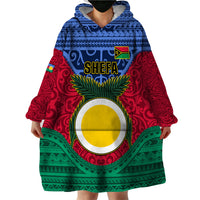 Vanuatu Shefa Province Wearable Blanket Hoodie Coat Of Arms And Namele Fern Polynesian Pattern LT05 - Polynesian Pride