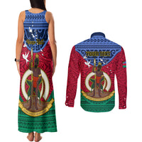 Personalized Vanuatu Shefa Province Couples Matching Tank Maxi Dress and Long Sleeve Button Shirts Coat Of Arms And Namele Fern Polynesian Pattern LT05 - Polynesian Pride