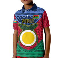 Personalized Vanuatu Shefa Province Kid Polo Shirt Coat Of Arms And Namele Fern Polynesian Pattern LT05 Kid Red - Polynesian Pride