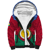 Personalized Vanuatu Shefa Province Sherpa Hoodie Coat Of Arms And Namele Fern Polynesian Pattern LT05 Unisex Red - Polynesian Pride