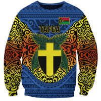 Vanuatu Tafea Province Sweatshirt Coat Of Arms And Namele Fern Polynesian Pattern LT05 Unisex Blue - Polynesian Pride