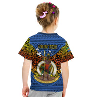 Personalized Vanuatu Tafea Province Kid T Shirt Coat Of Arms And Namele Fern Polynesian Pattern LT05 - Polynesian Pride