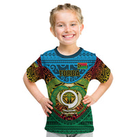 Personalized Vanuatu Torba Province Kid T Shirt Vanuatuan Coat Of Arms Polynesian Pattern LT05 Green - Polynesian Pride