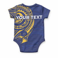 Personalised Nauru Angam Day Baby Onesie Gold Navy Tribal Pattern