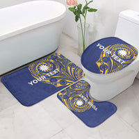 Personalised Nauru Angam Day Bathroom Set Gold Navy Tribal Pattern