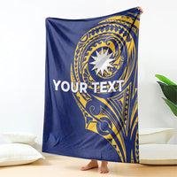 Personalised Nauru Angam Day Blanket Gold Navy Tribal Pattern