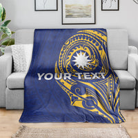 Personalised Nauru Angam Day Blanket Gold Navy Tribal Pattern