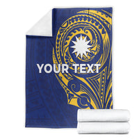 Personalised Nauru Angam Day Blanket Gold Navy Tribal Pattern