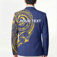 Personalised Nauru Angam Day Blazer Gold Navy Tribal Pattern