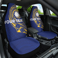 Personalised Nauru Angam Day Car Seat Cover Gold Navy Tribal Pattern