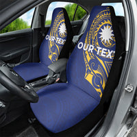 Personalised Nauru Angam Day Car Seat Cover Gold Navy Tribal Pattern