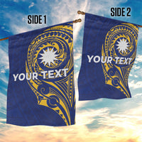 Personalised Nauru Angam Day Garden Flag Gold Navy Tribal Pattern