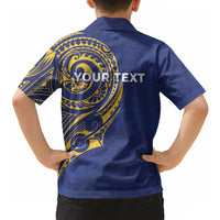 Personalised Nauru Angam Day Hawaiian Shirt Gold Navy Tribal Pattern